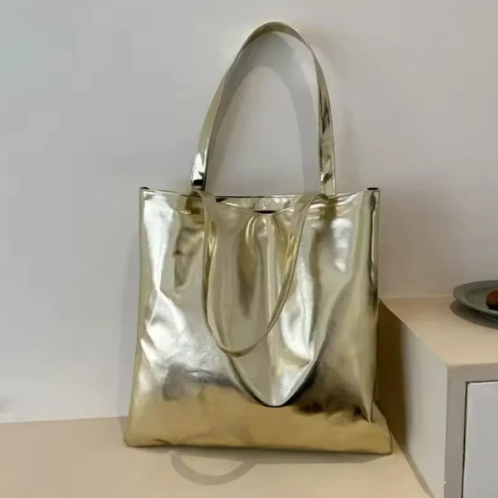Metallic/ Shiny Shoulder Bag/ Shopping Tote  | Green/Rose Red/ Gold | NEW!💚💓💛